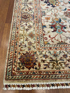 El Dokuma Sultani Motifli Oryantal Desenli Vintage Premium Dekoratif Salon Halısı - Bej