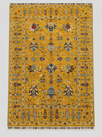 Sultani El Dokuma Motifli Klasik Oryantal Desenli Vintage Premium Dekoratif Salon Halısı - Sarı