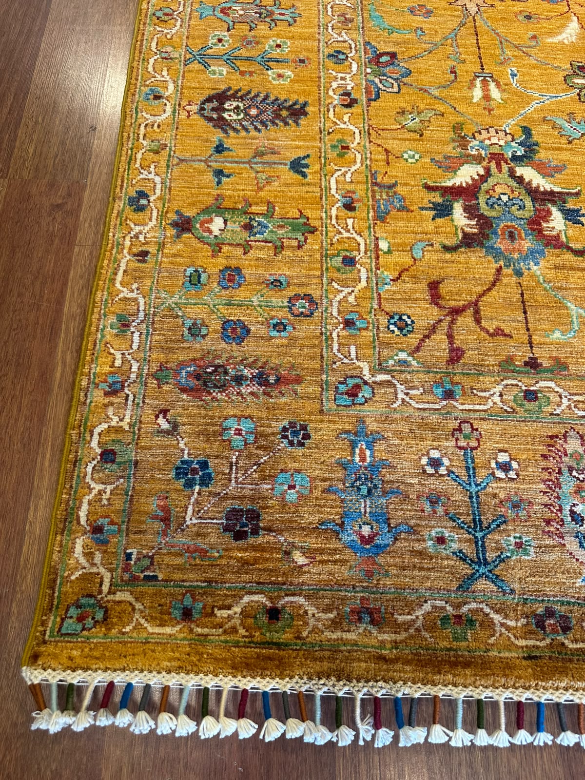 Sultani El Dokuma Motifli Klasik Oryantal Desenli Vintage Premium Dekoratif Salon Halısı - Sarı