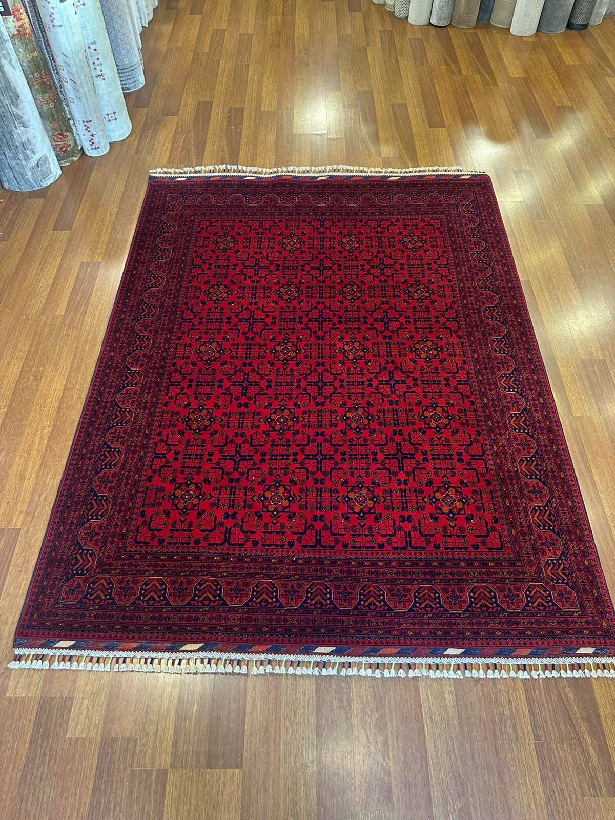 El Dokuma Bilicik Motifli Geleneksel Etnik Desenli Vintage Premium Dekoratif Salon Halısı - Bordo