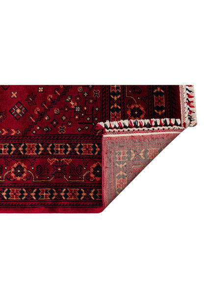 Sahra Vintage El Emeği Kırmızı Retro Etnik Desenli Saçaklı Lüks Klasik Uşak Salon Halısı