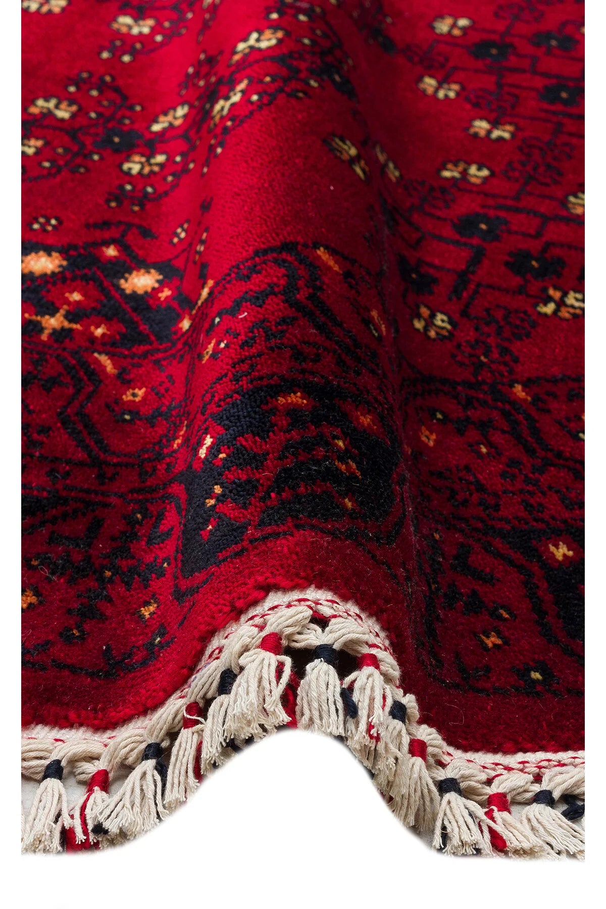 Sahra Nostaljik El Emeği Kırmızı Otantik Uşak Motifli Saçaklı Lüks Klasik Salon Halısı