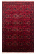 Sahra Vintage Handmade Red and Navy Blue Authentic Uşak Patterned Fringed Luxury Classic Living Room Rug