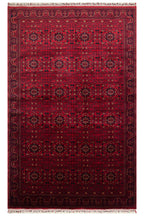 Sahra Vintage Handmade Red and Navy Blue Authentic Uşak Patterned Fringed Luxury Classic Living Room Rug