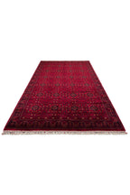 Sahra Vintage Handmade Red and Navy Blue Authentic Uşak Patterned Fringed Luxury Classic Living Room Rug