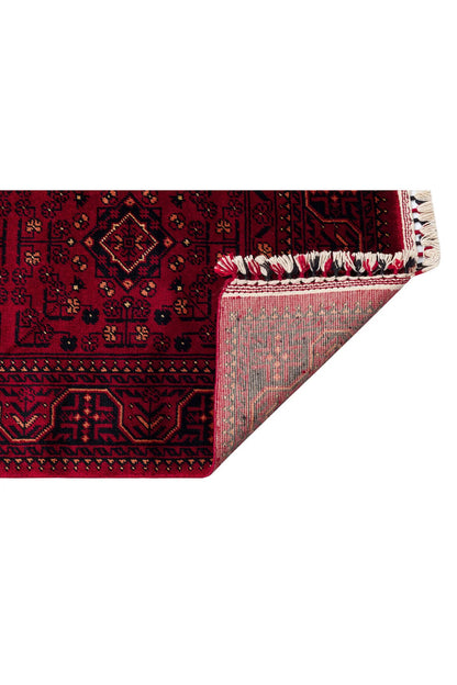 Sahra Vintage El Emeği Kırmızı Lacivert Otantik Uşak Desenli Saçaklı Lüks Klasik Salon Halısı