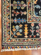Sultani Siyah El Dokuma Halı Geleneksel Anadolu Desenli Vintage Dekoratif Yün Salon Halısı - Siyah