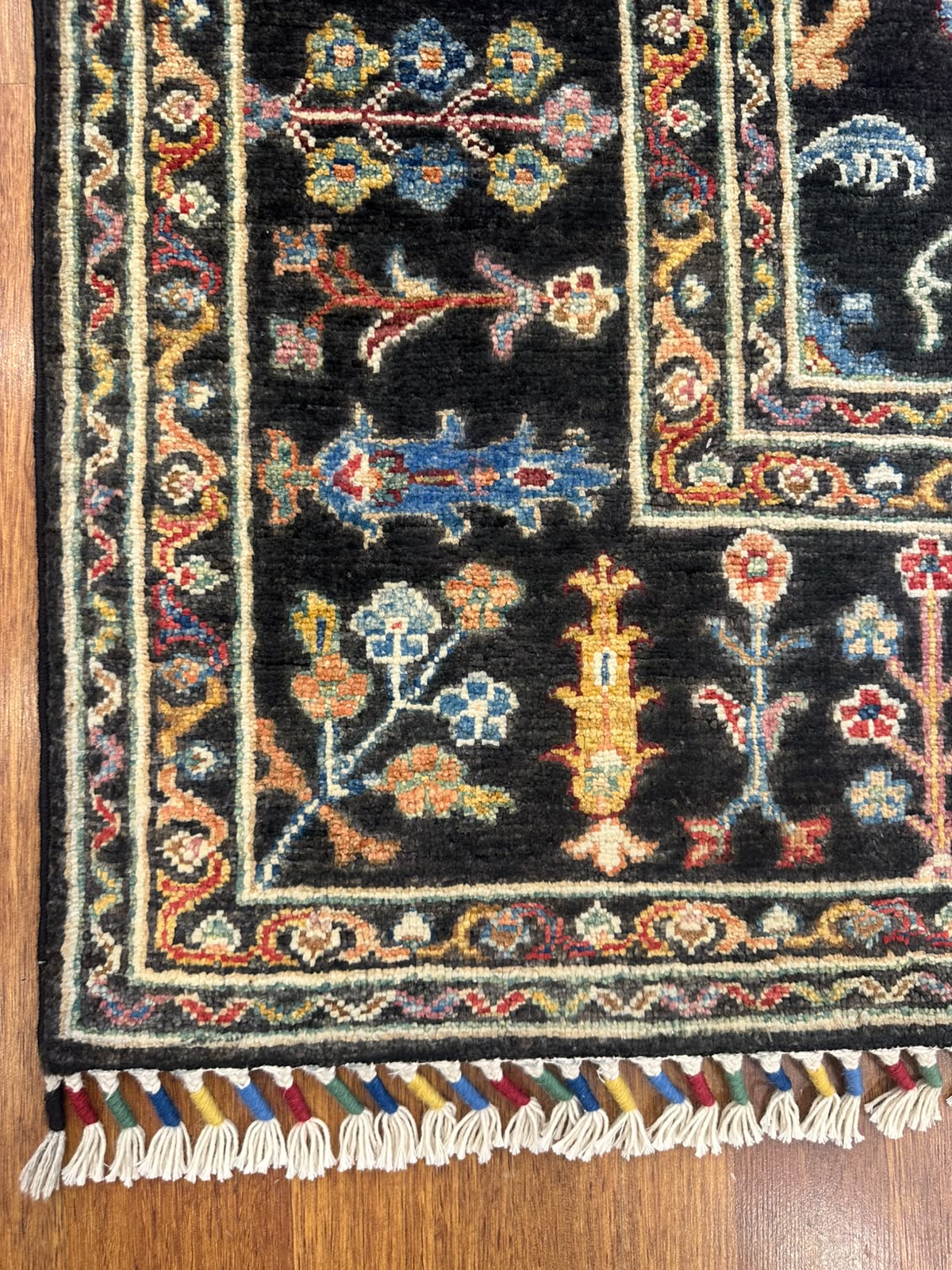 Sultani Siyah El Dokuma Halı Geleneksel Anadolu Desenli Vintage Dekoratif Yün Salon Halısı - Siyah