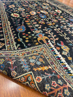 Sultani Siyah El Dokuma Halı Geleneksel Anadolu Desenli Vintage Dekoratif Yün Salon Halısı - Siyah
