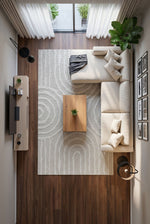 Nevada White Geometric Pattern Plush Textured Machine Washable Rug | Living Room Lounge Kids' Room Hallway Runner Soft