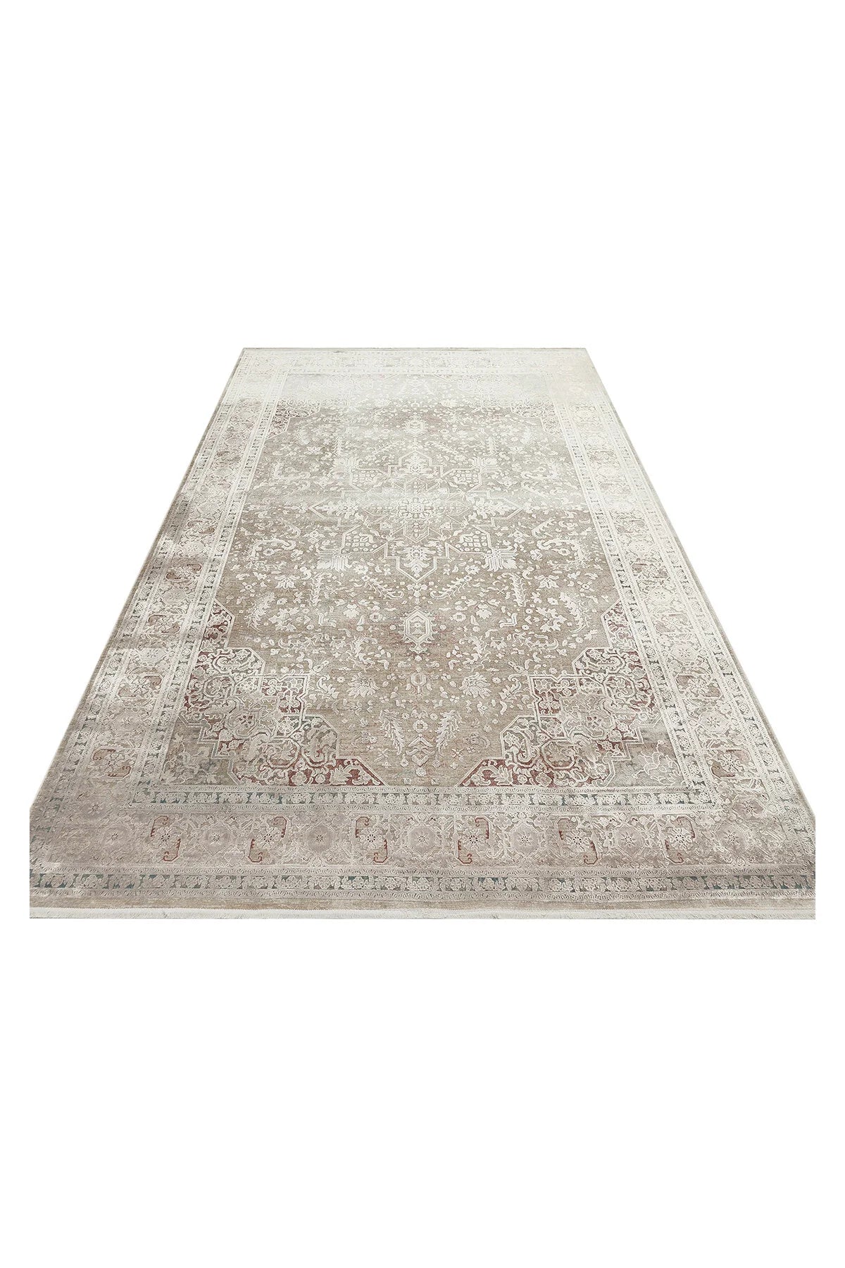 Toscana Retro Desenli GriOverdyed Lüks Dokuma Yumuşak Tuşeli Klasik Rayon Viskon Salon Halısı