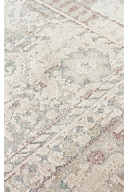 Tuscan Ethnic Patterned Beige Vintage OverDyed Classic Woven Rayon Viscose Soft Textured Living Room Rug