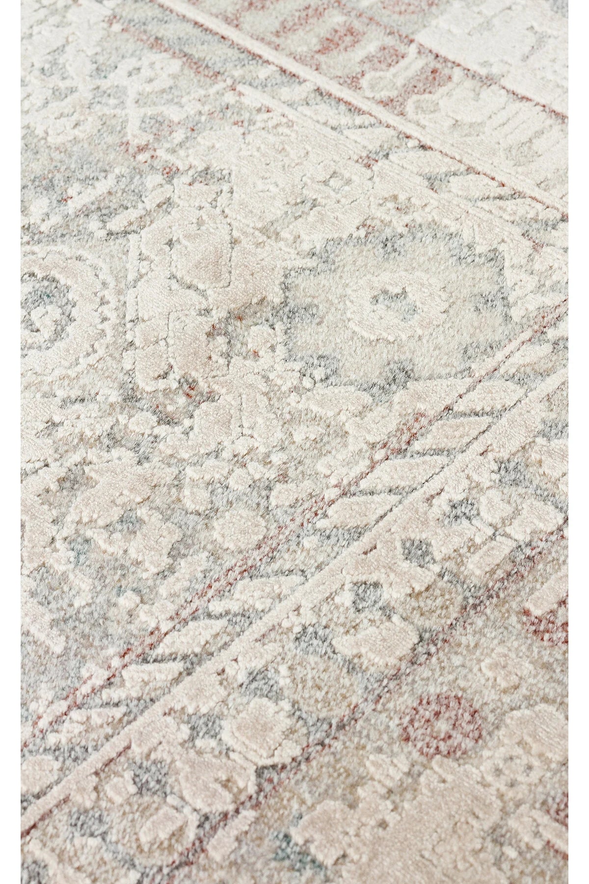 Toscana Etnik Desenli Bej Vintage OverDyed Klasik Dokuma Rayon Viskon Yumuşak Dokulu Salon Halısı