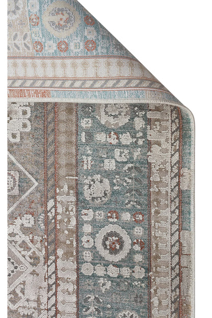 Toscana Etnik Desenli Gri Vintage OverDyed Klasik Dokuma Rayon Viskon Yumuşak Dokulu Salon Halısı