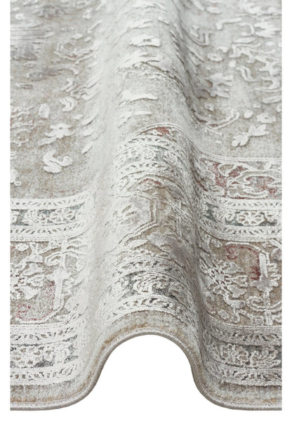 Toscana Retro Desenli GriOverdyed Lüks Dokuma Yumuşak Tuşeli Klasik Rayon Viskon Salon Halısı