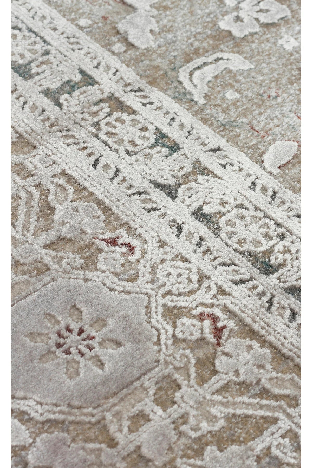 Toscana Retro Desenli GriOverdyed Lüks Dokuma Yumuşak Tuşeli Klasik Rayon Viskon Salon Halısı