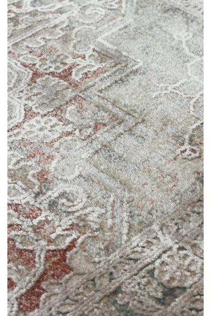 Toscana Retro Desenli GriOverdyed Lüks Dokuma Yumuşak Tuşeli Klasik Rayon Viskon Salon Halısı