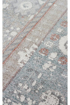 Toscana Etnik Desenli Gri Vintage OverDyed Klasik Dokuma Rayon Viskon Yumuşak Dokulu Salon Halısı