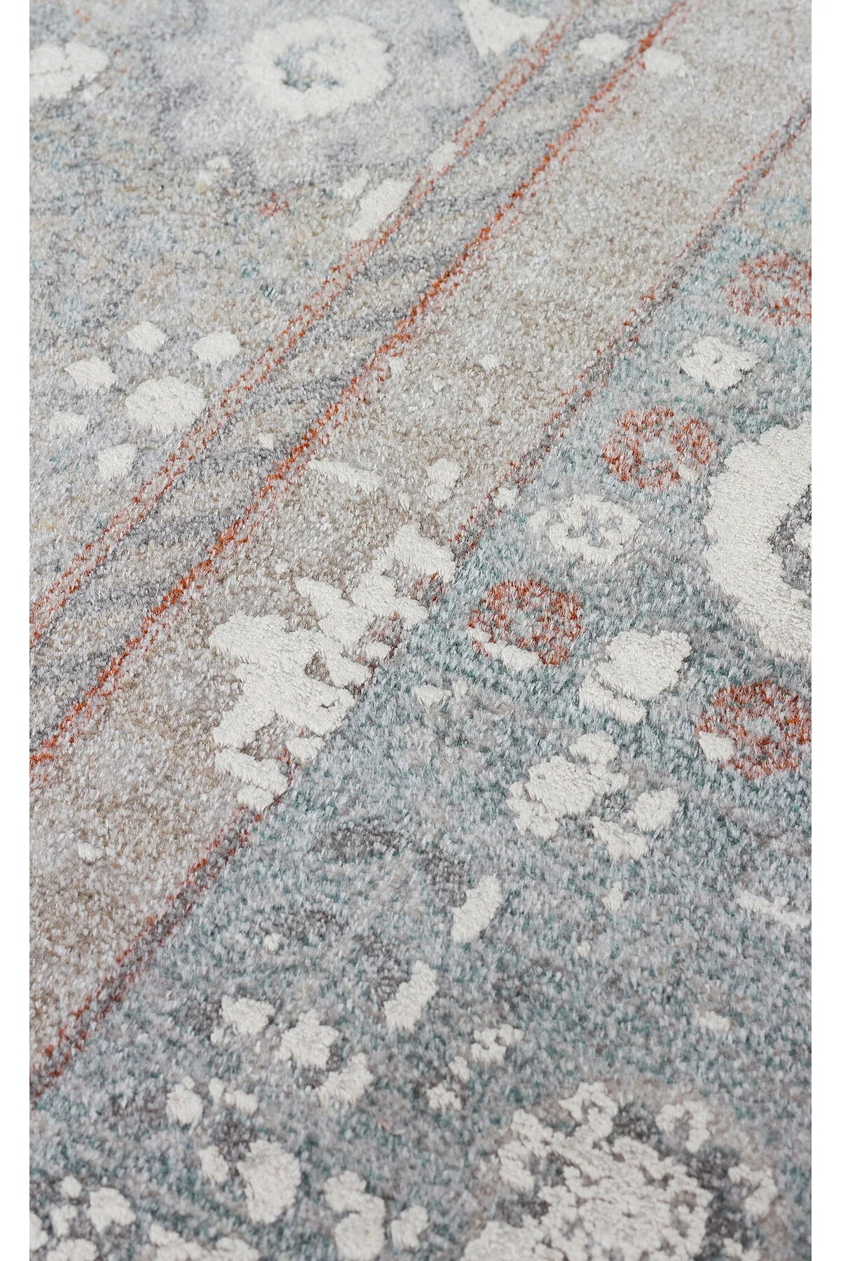 Toscana Etnik Desenli Gri Vintage OverDyed Klasik Dokuma Rayon Viskon Yumuşak Dokulu Salon Halısı