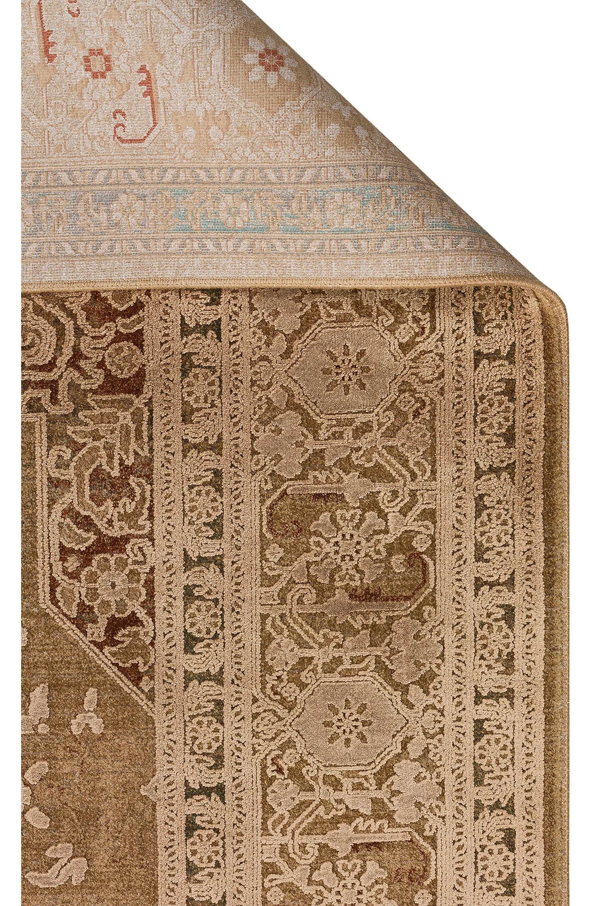 Toscana Retro Desenli Kahverengi Overdyed, Yumuşak Tuşeli Klasik Rayon Viskon Dokuma Salon Halısı