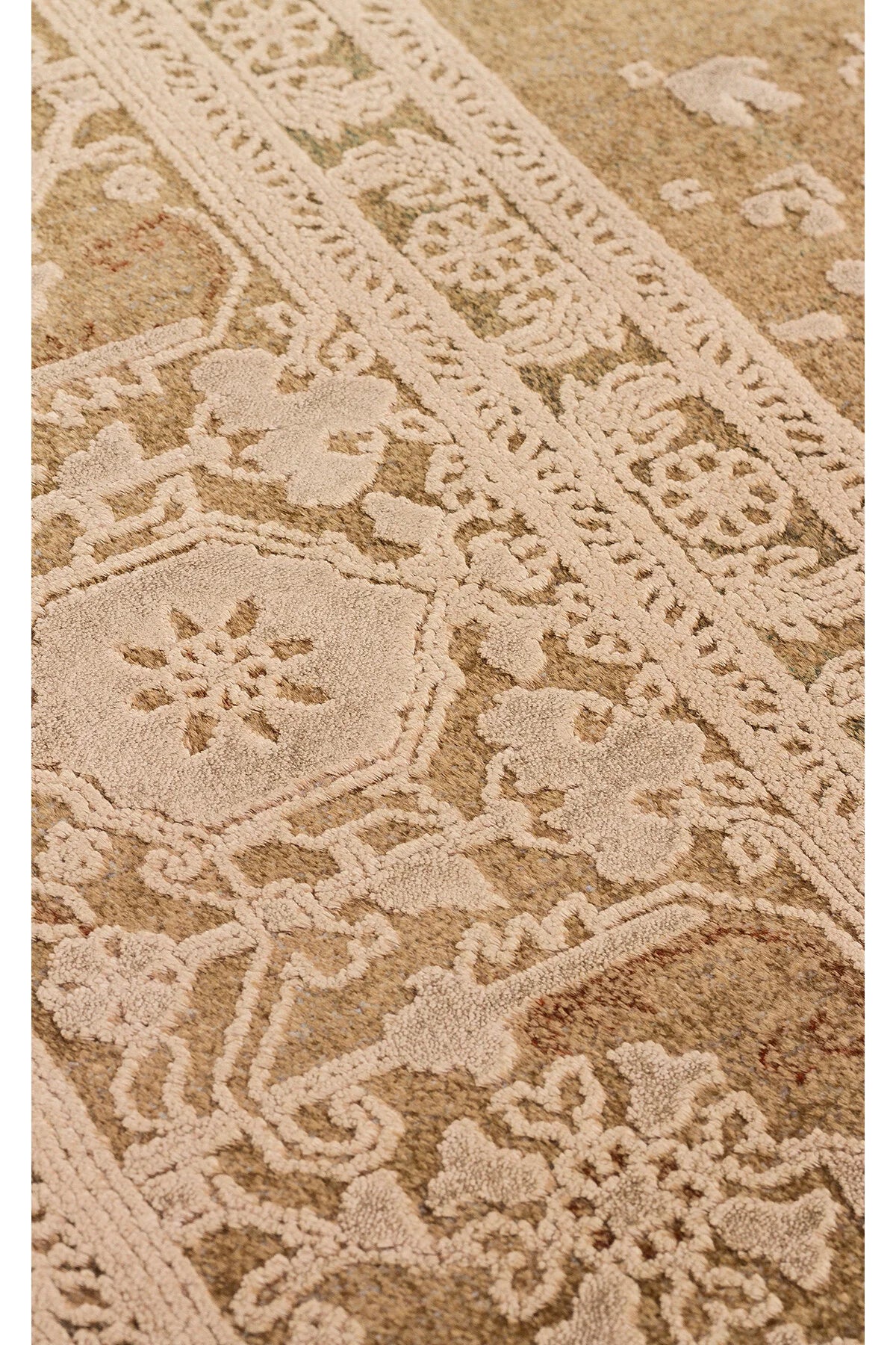 Toscana Retro Desenli Kahverengi Overdyed, Yumuşak Tuşeli Klasik Rayon Viskon Dokuma Salon Halısı