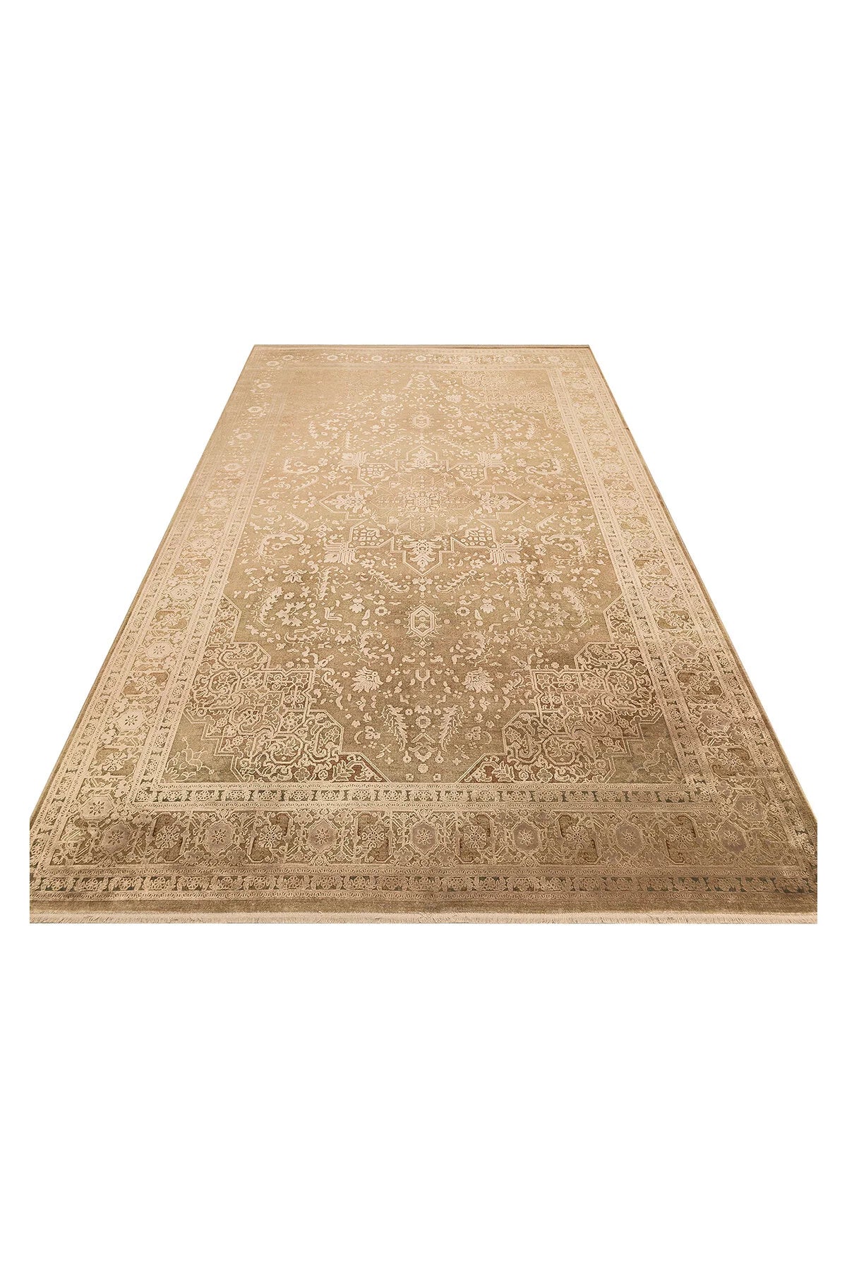 Toscana Retro Desenli Kahverengi Overdyed, Yumuşak Tuşeli Klasik Rayon Viskon Dokuma Salon Halısı