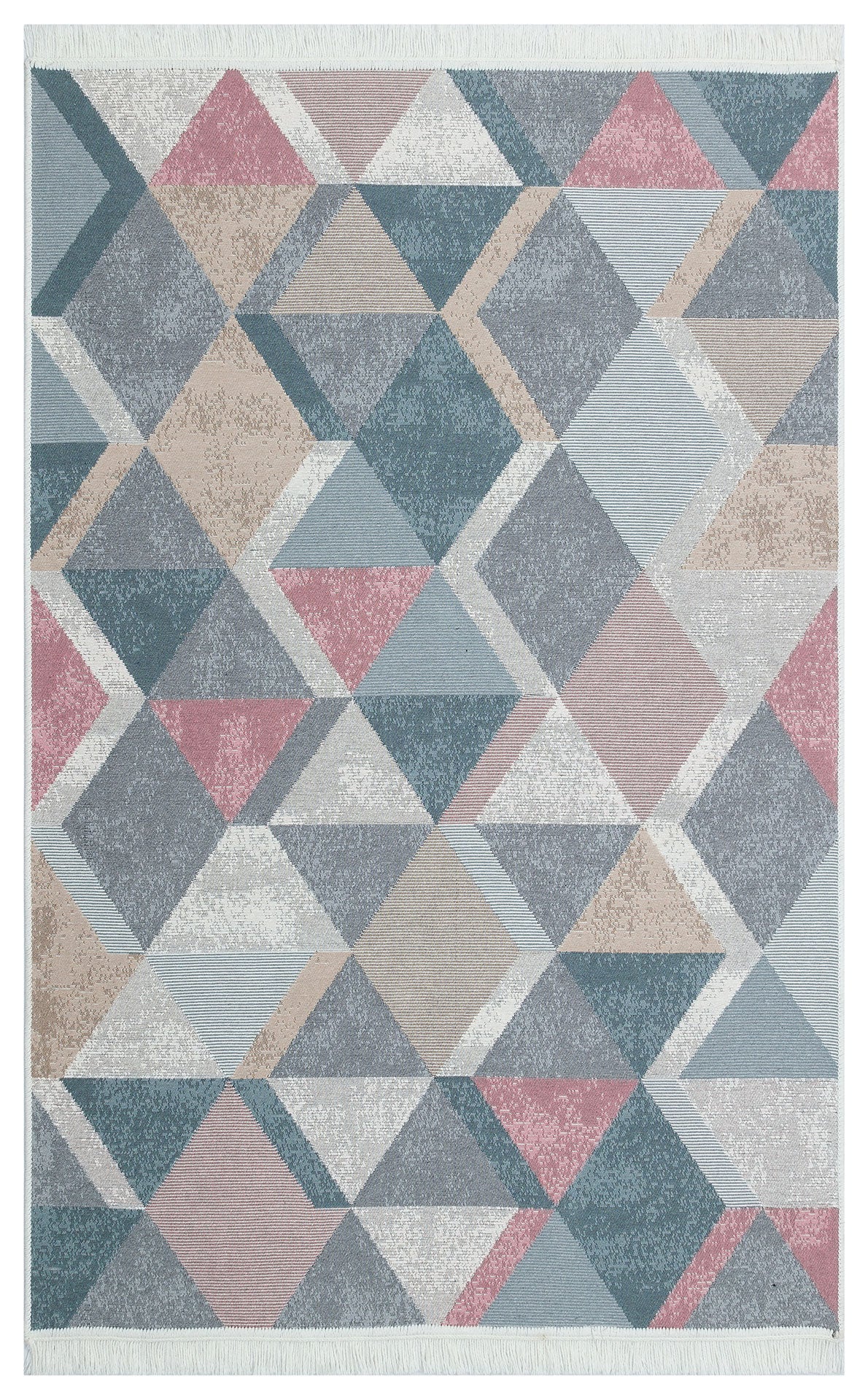 Modern Patterned Woven Washable Double Sided Cotton Blue Pink Rug Living Room Kitchen Hallway