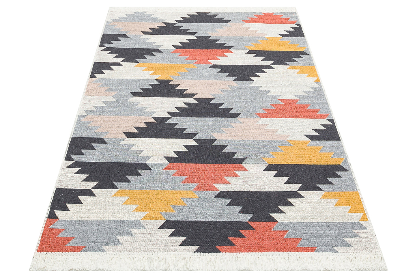 Modern Patterned Woven Washable Double Sided Cotton Colored Rug