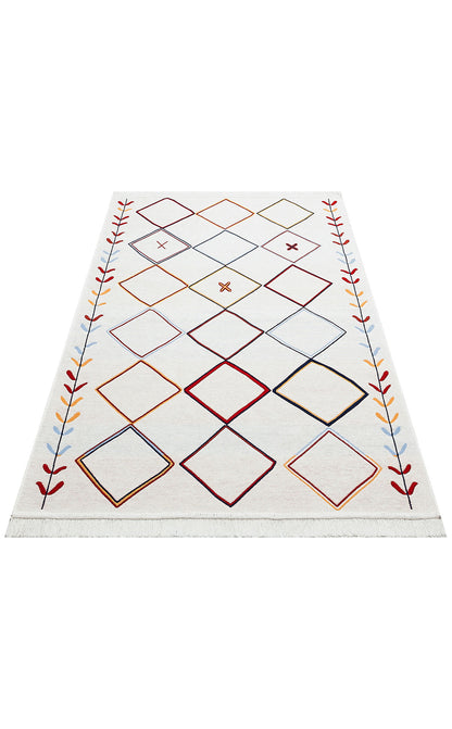 Modern Patterned Woven Washable Double Sided Cotton Colored Rug