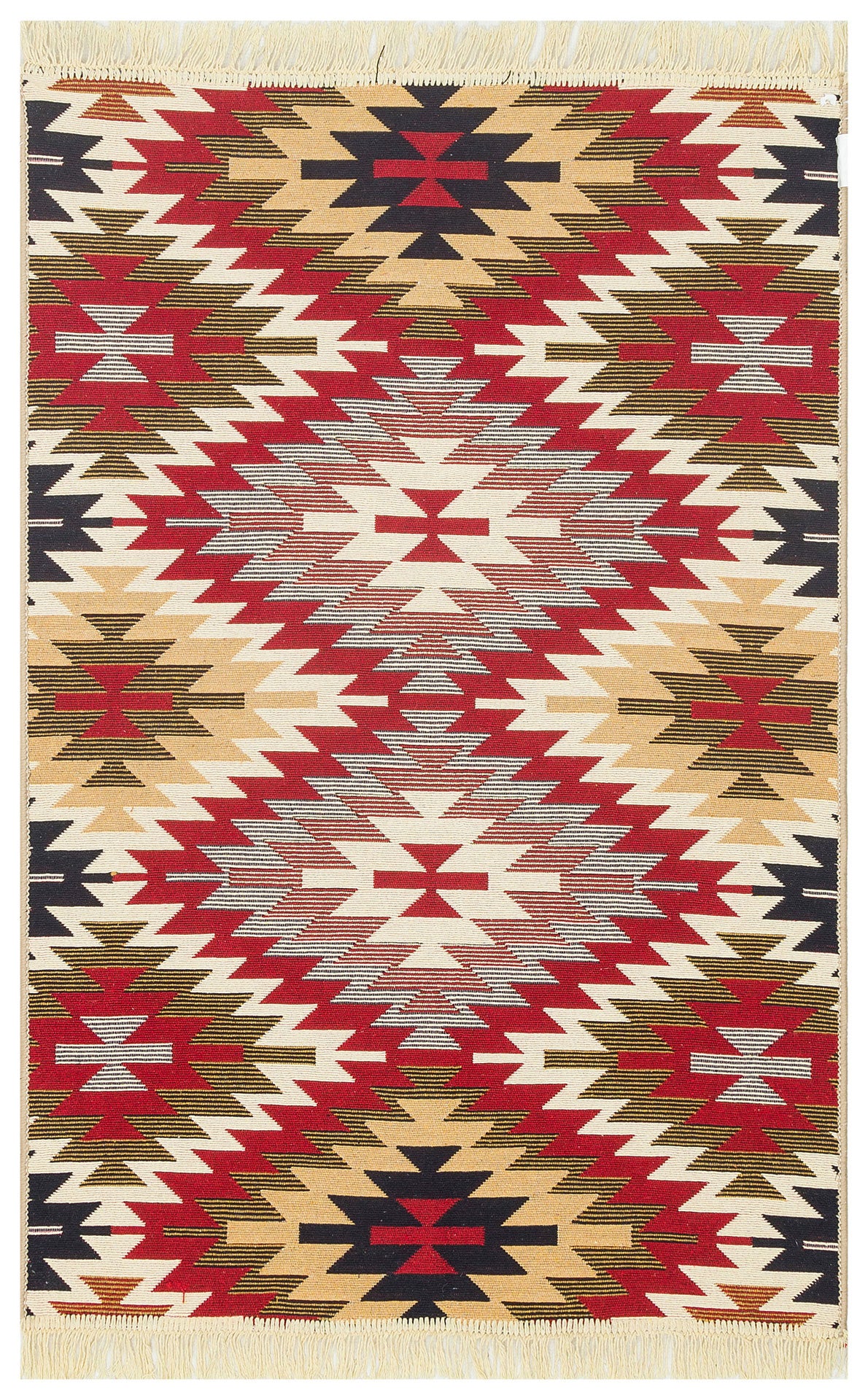 Modern Patterned Woven Washable Double Sided Cotton Red Rug