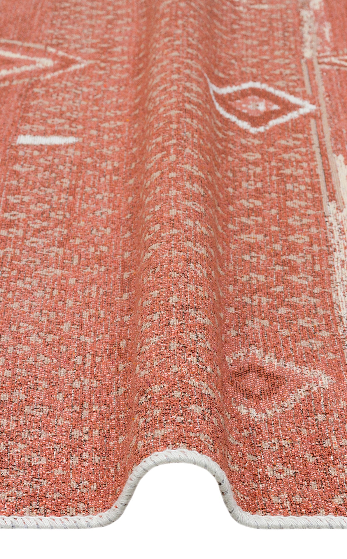 Modern Patterned Woven Washable Double Sided Cotton Orange Rug