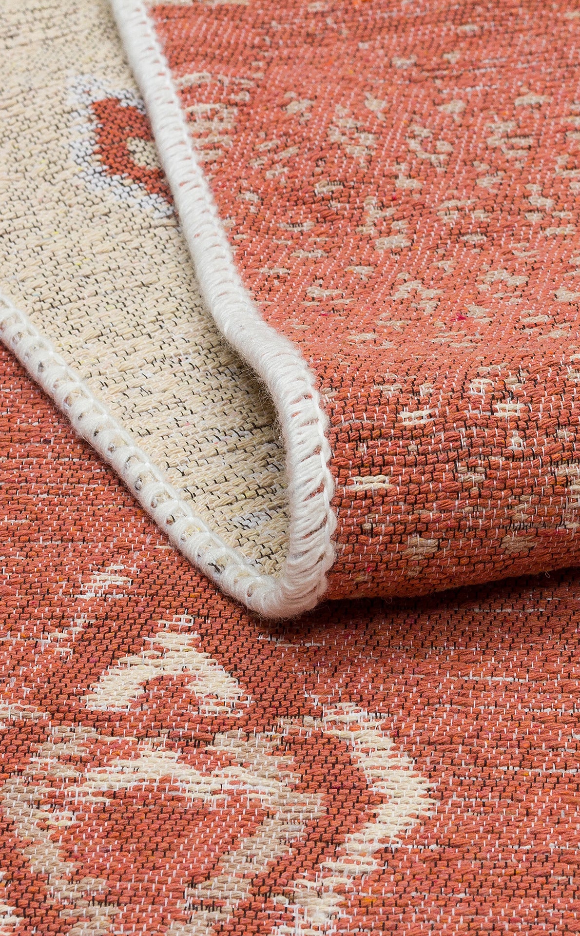 Modern Patterned Woven Washable Double Sided Cotton Orange Rug