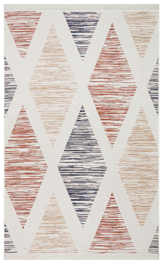 Modern Patterned Woven Washable Double Sided Cotton Colored Rug