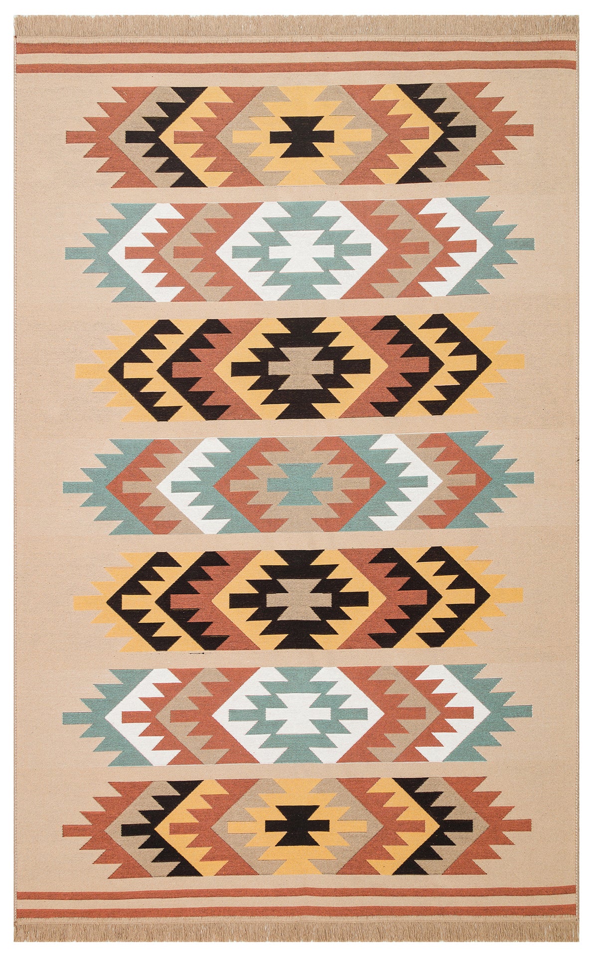 Modern Patterned Woven Washable Double Sided Cotton Colored Rug