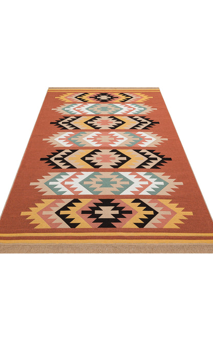 Modern Patterned Woven Washable Double Sided Cotton Colored Rug