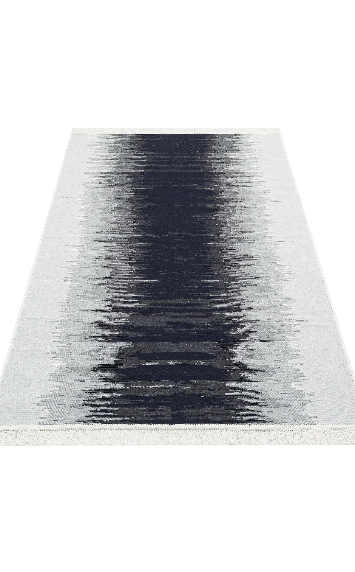 Modern Patterned Woven Washable Double Sided Cotton Black and White Rug