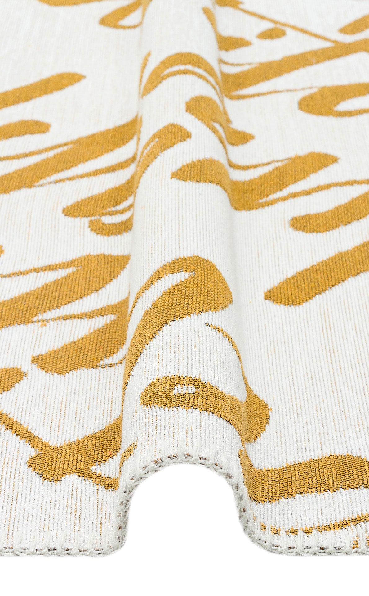 Modern Patterned Woven Washable Double Sided Cotton Yellow Text Kitchen Room Rug