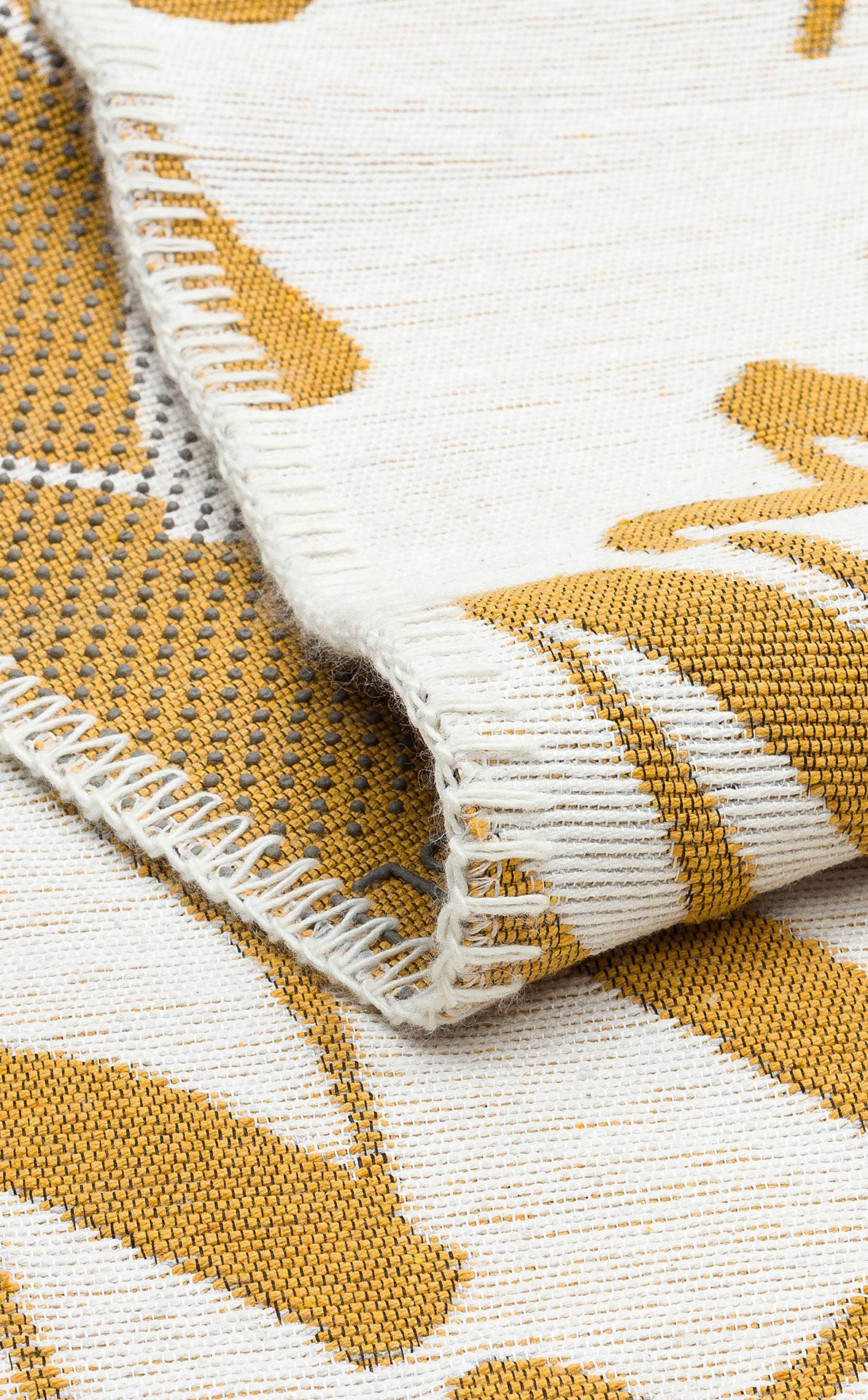 Modern Patterned Woven Washable Double Sided Cotton Yellow Text Kitchen Room Rug