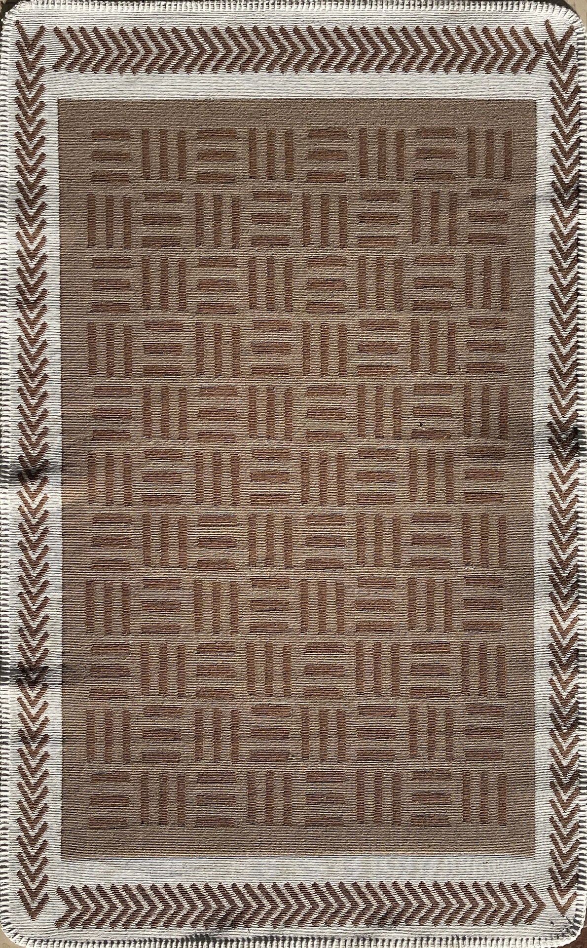 Modern Patterned Woven Washable Double Sided Cotton Brown Lettering Kitchen Room Rug