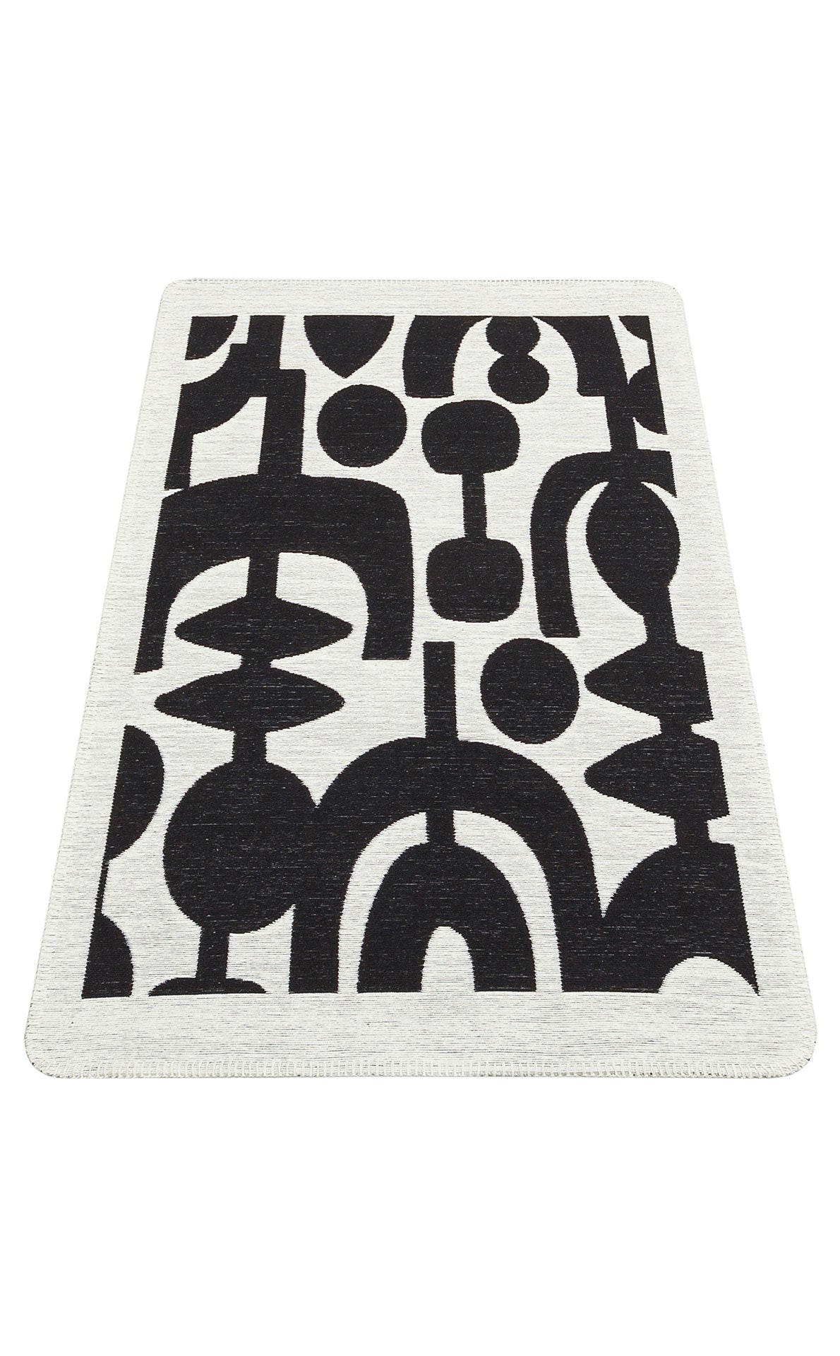 Modern Patterned Woven Washable Double Sided Cotton Black Lettering Kitchen Room Rug