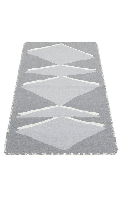 Modern Patterned Woven Washable Double Sided Cotton Gray Lettering Kitchen Room Rug