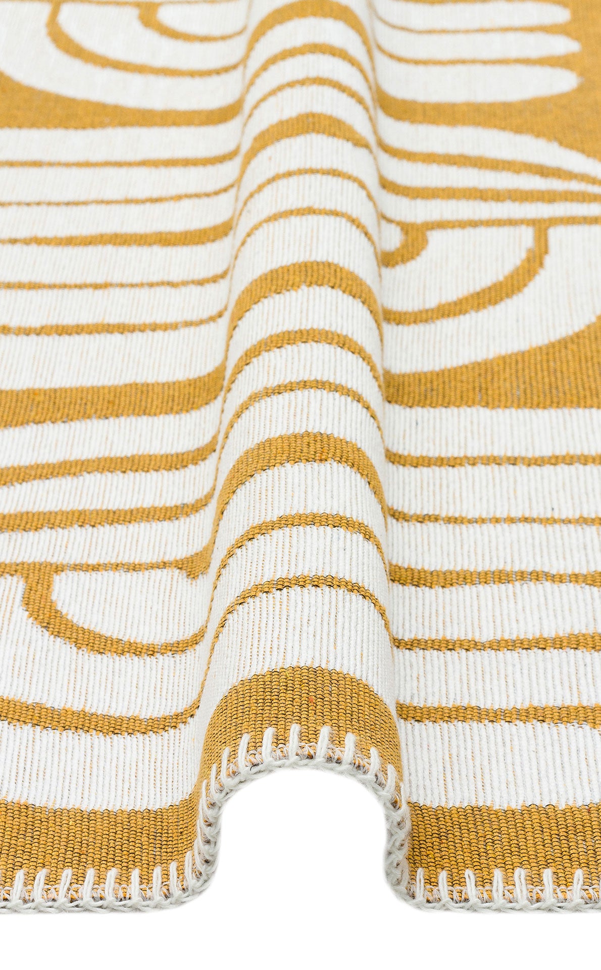 Modern Patterned Woven Washable Double Sided Cotton Yellow Text Kitchen Room Rug