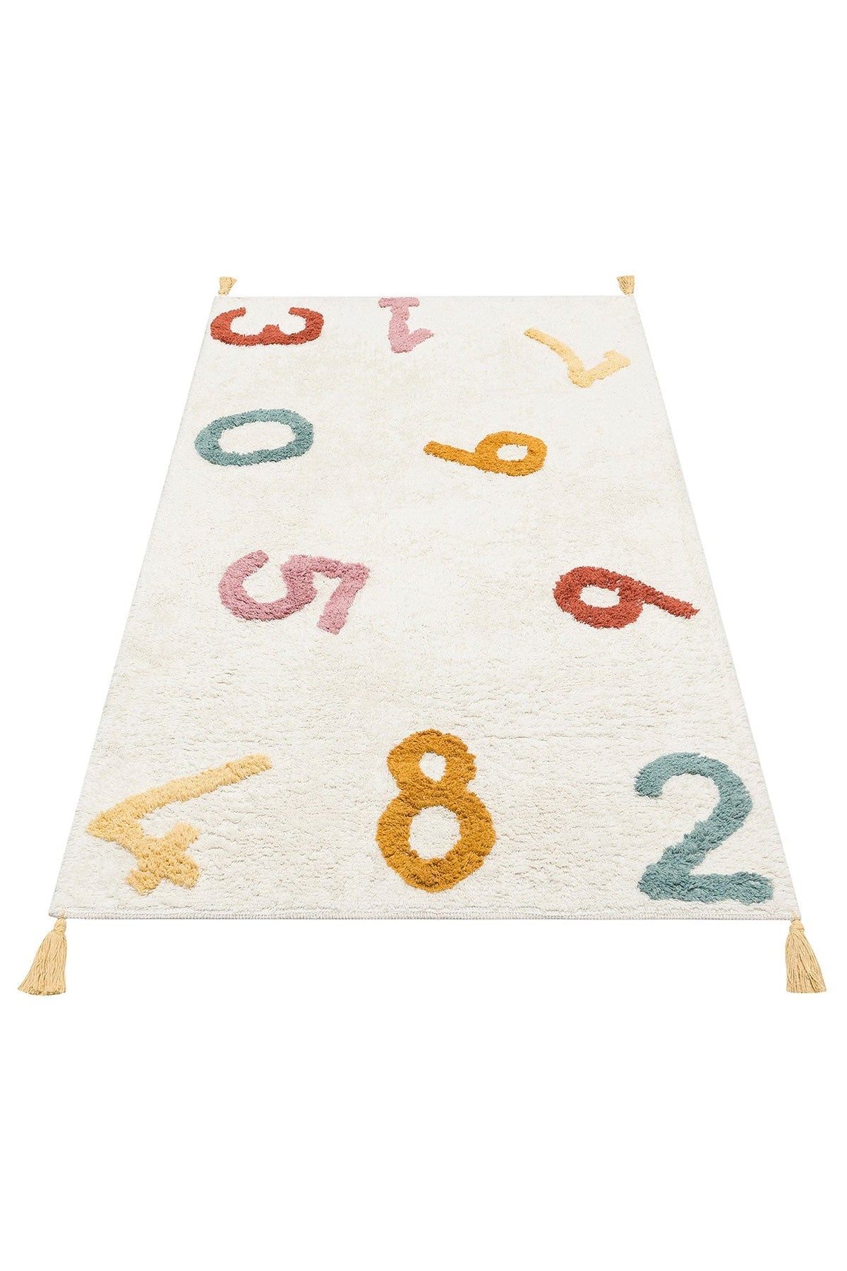 Natural Cotton Colored Baby Room Carpet, Children's Room Carpet, Washable, Non-Slip Based, Removes Stains