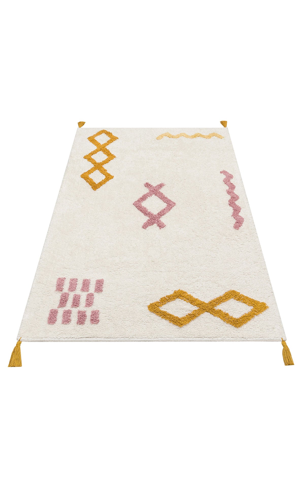 Natural Cotton Colored Baby Room Carpet, Children's Room Carpet, Washable, Non-Slip Based, Removes Stains