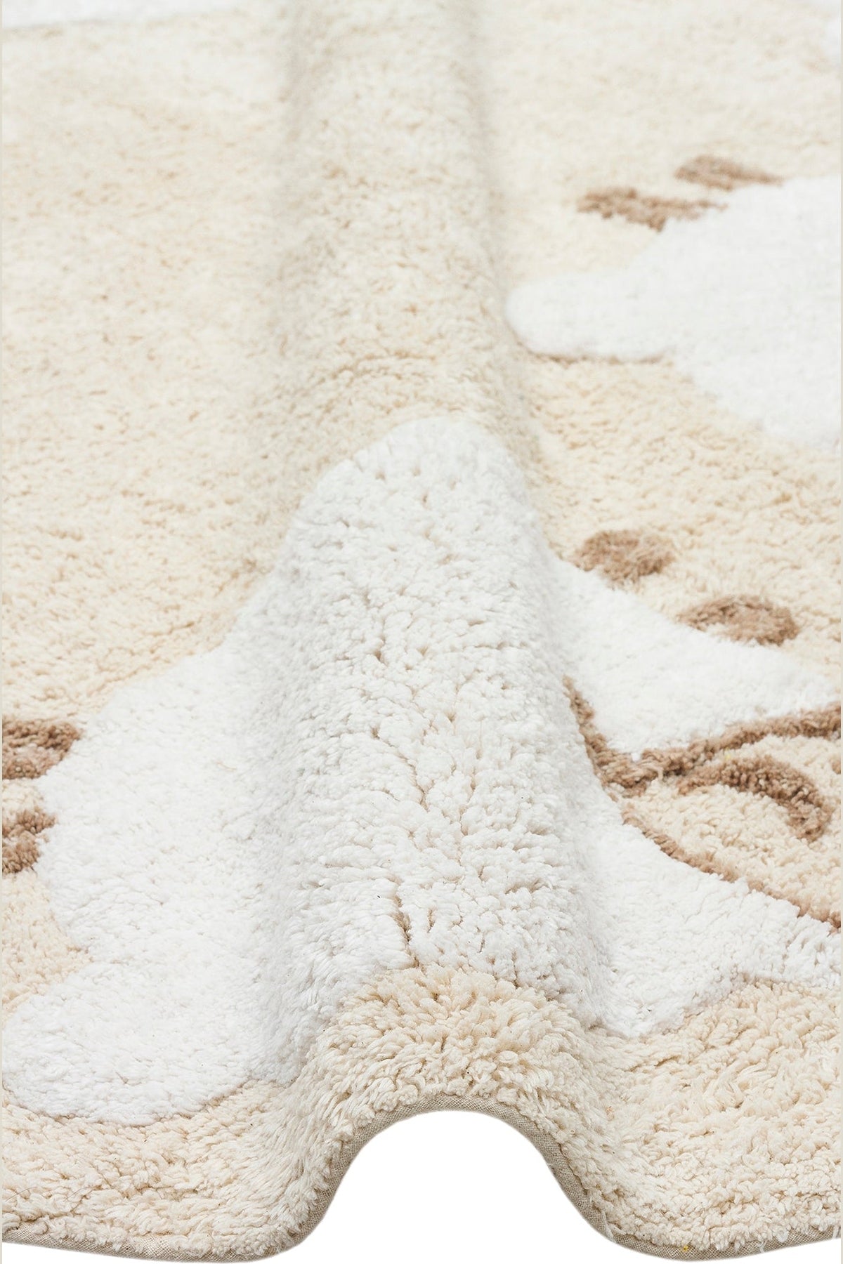 Natural Cotton Colored Baby Room Carpet, Children's Room Carpet, Washable, Non-Slip Based, Removes Stains