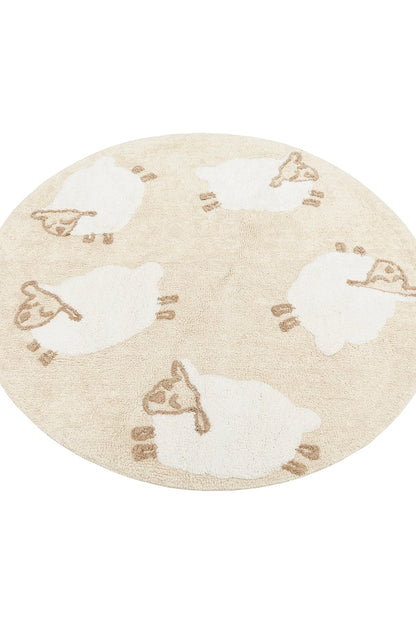 Natural Cotton Colored Baby Room Carpet, Children's Room Carpet, Washable, Non-Slip Based, Removes Stains