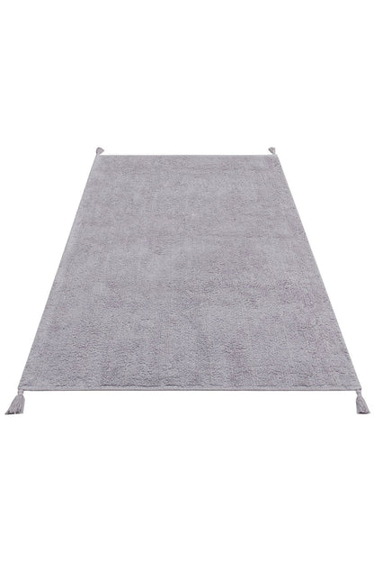 Natural Cotton Gray Round Baby Room Carpet Children's Room Carpet Washable with Non-Slip Base