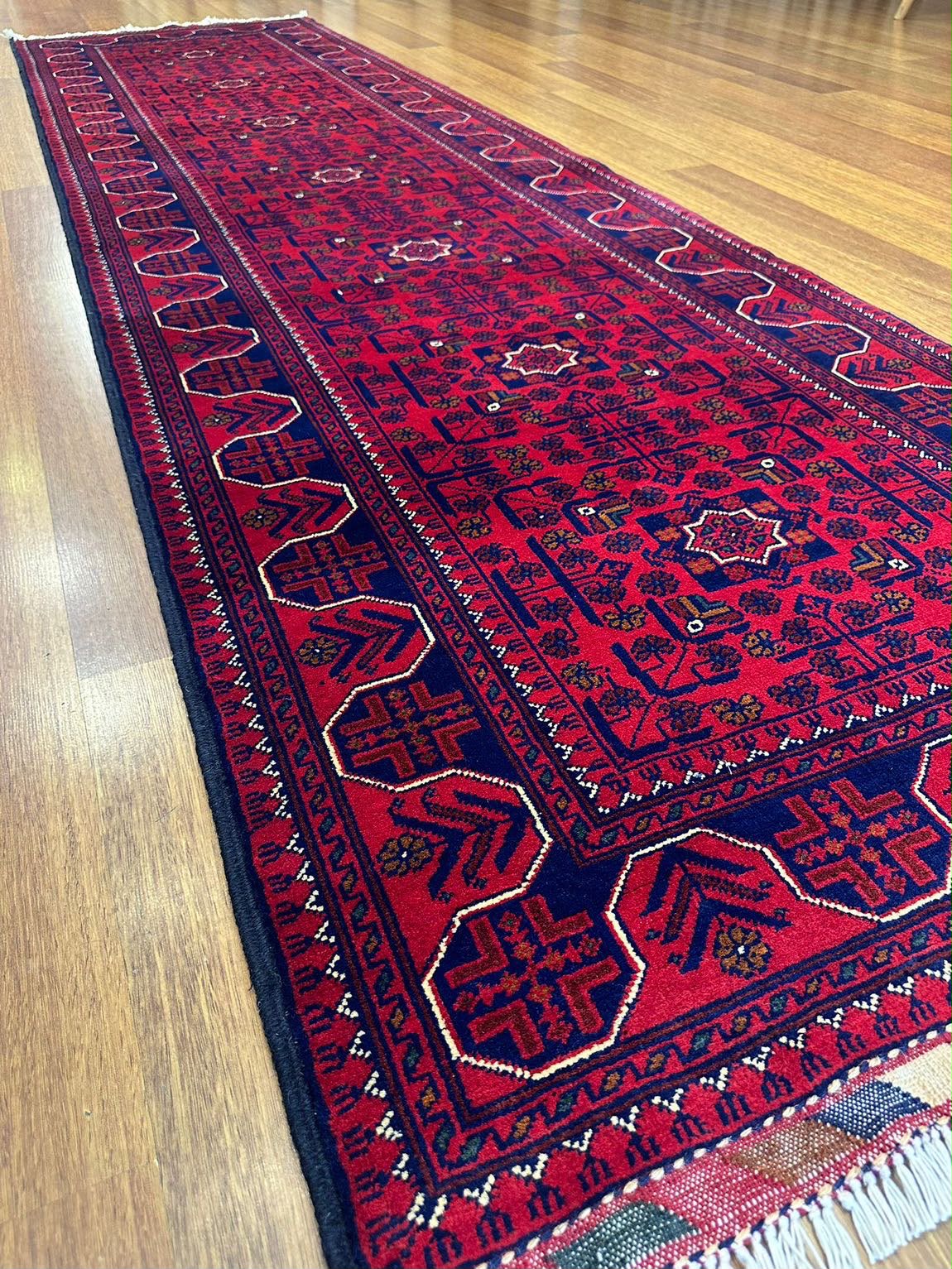 Hamyap Kırmızı Geleneksel Anadolu Desenli El Dokuma Premium Vintage Yün Koridor Antre Halısı - Kırmızı