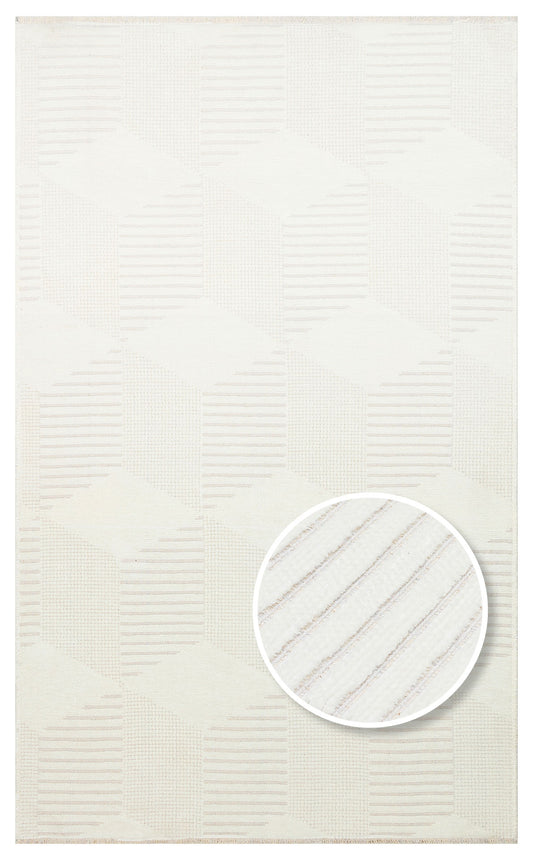 Soft Textured Antiallergic Lint Does Not Give Dust Antibacterial Practical Washable Non-Slip Cream Rug