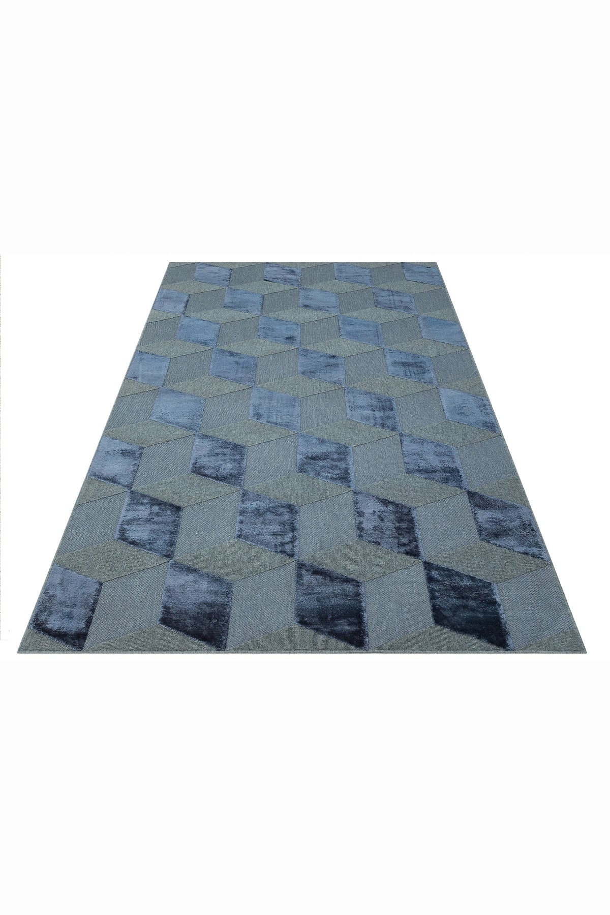 High Low Texture Natural Wool and Viscose Modern Woven Carpet